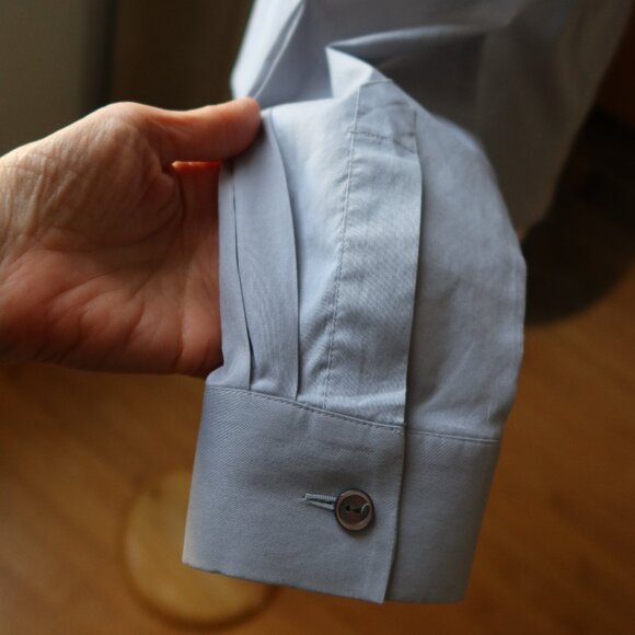 Hugo Boss button front long sleeve light blue blouse size 34 cotton blend womens - Picture 11 of 16